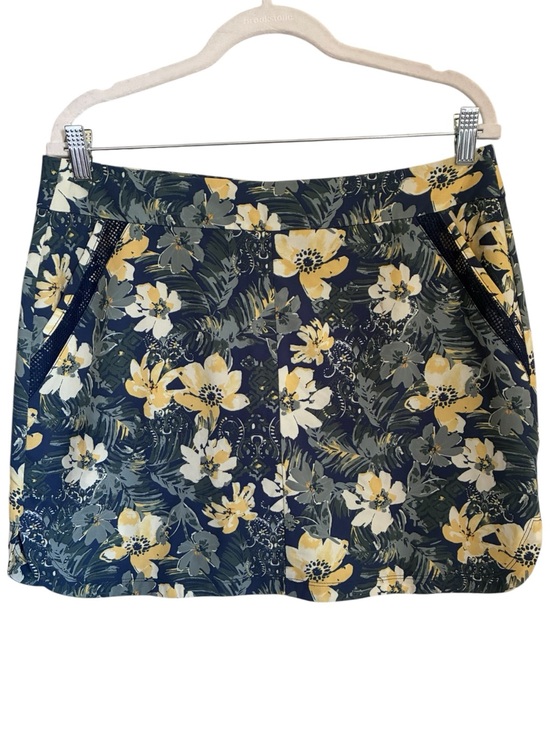 DB Sunday Dresses & Skirts - Hawaiian Tropical Resortwear Botanical Floral Navy Yellow Sporty Mini Skort Sz M
